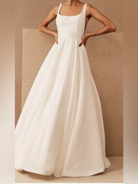 Jenny by Jenny Yoo Lawrence Square-Neck Open-Back Taffeta Wedding Gown NWTs